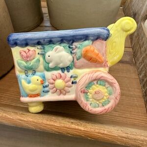 Vintage Bunny Design Ceramic Small Planter